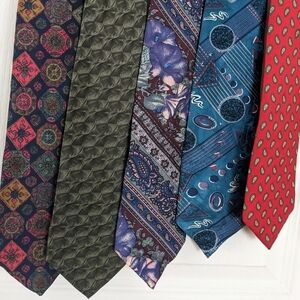 lot of 5 ties vintage 100% silk abstract print A9